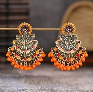 Multicolor peacock drop earrings